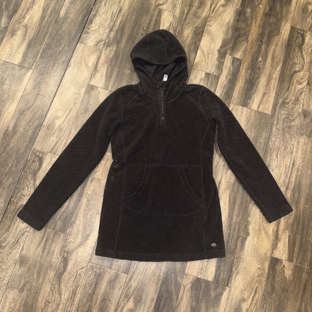 Mountain Hardwear 1/4 Zip Quilted Fleece Black Hoodie‎ Women's Small Outdoor